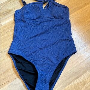 Cupshe Blue Textured One Piece Swimsuit